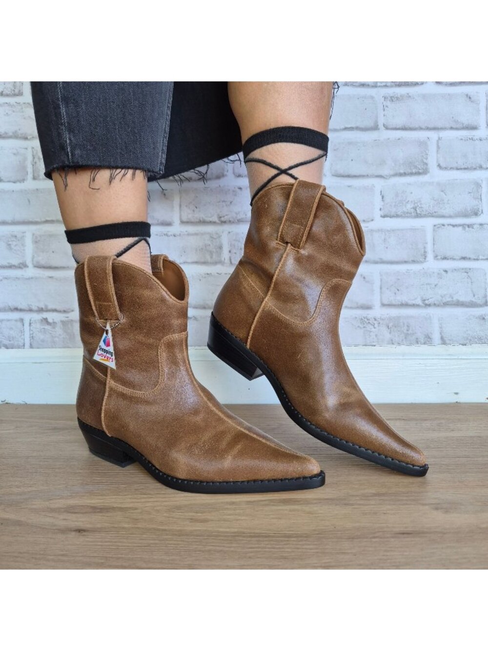 Michael Kors Noemie Bootie Distressed Leather Western Ankle Boots Womens 7.5M